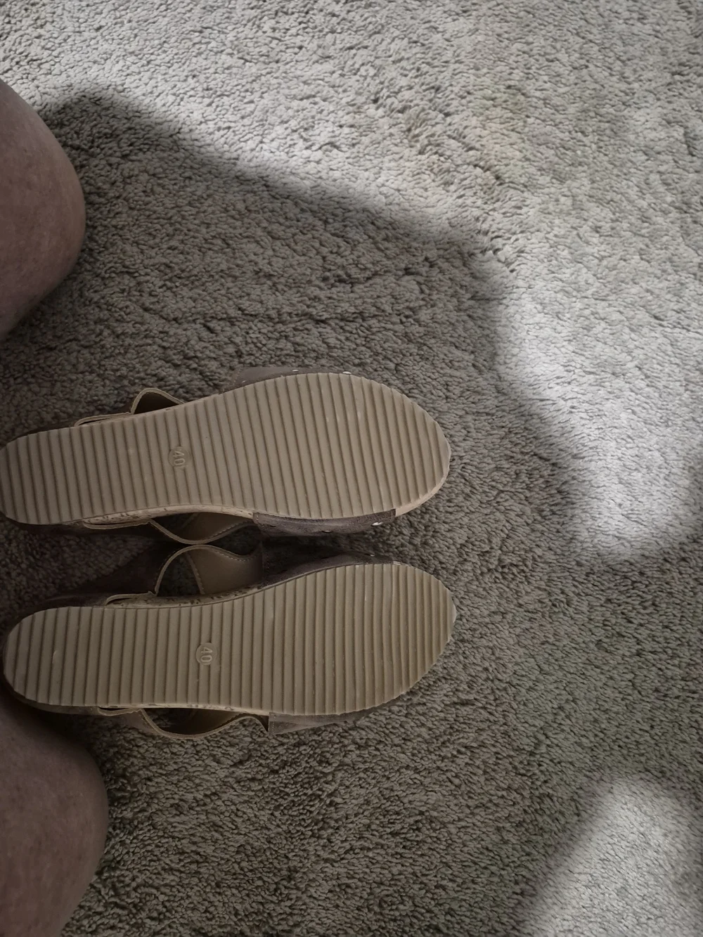 NOBO Taupe Open-Toe Slide Wedges